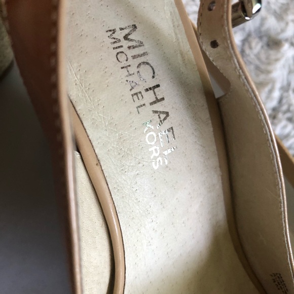 MICHAEL Michael Kors Leather Espadrille Slingback Peep Toe Heels Sz 7.5 - Picture 15 of 15